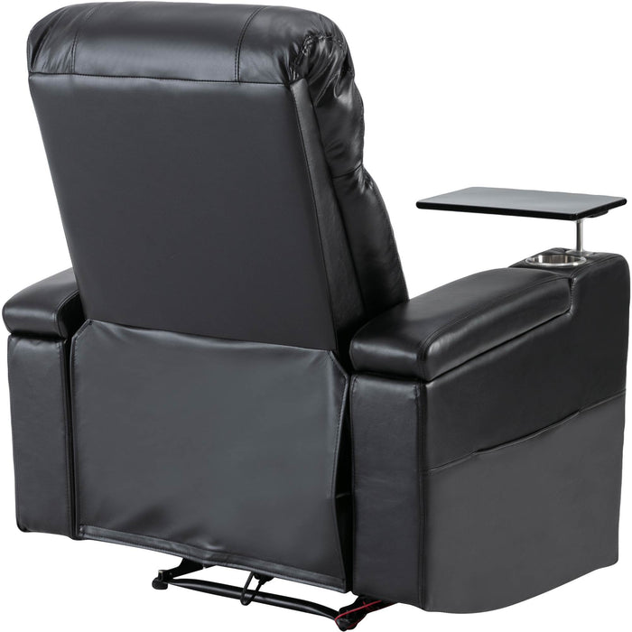 Premium Power Recliner & Storage Arms, Cupholders, Swivel Tray Table And Cell Phone Stand - Black