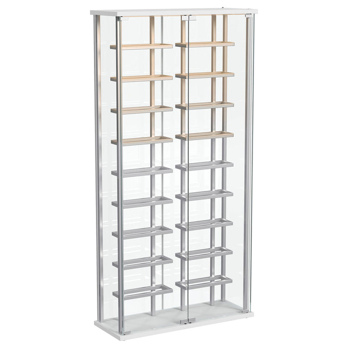 Wine Storage LED Curio Cabinet - Chrome