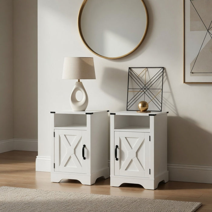 Farmhouse Nightstand, Charging Station & Storage