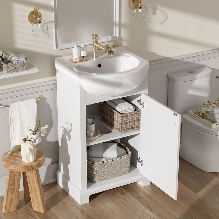 Bathroom Vanity With Bulged Sink, Cabinet, Soft-Close Door, Freestanding Single Unit