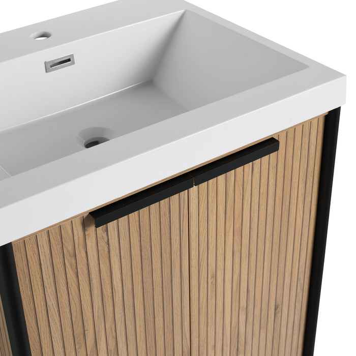 Modern Freestanding Bathroom Vanity With Resin Sink & Soft Close Cabinet Doors