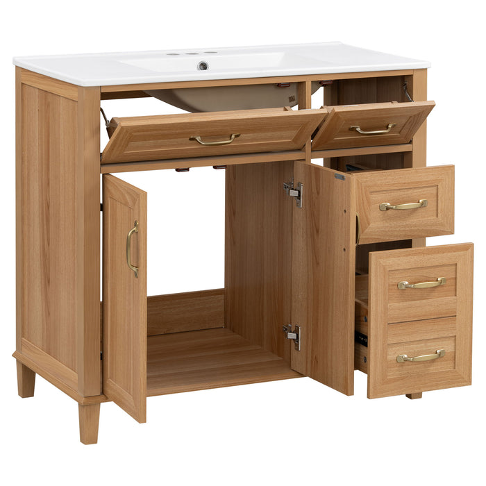 Bathroom Vanity With Sink, Soft Close Doors & Drawers - Wood