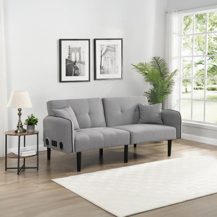 Modern Folding Ottoman Sofa Bed With Stereo System - Gray
