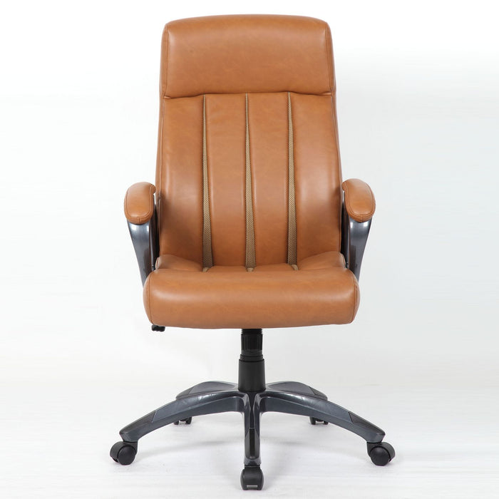 Executive Office Chair, Height Adjustable, Swivel With Padded Armrest & 5 Point Base - Antique Brown