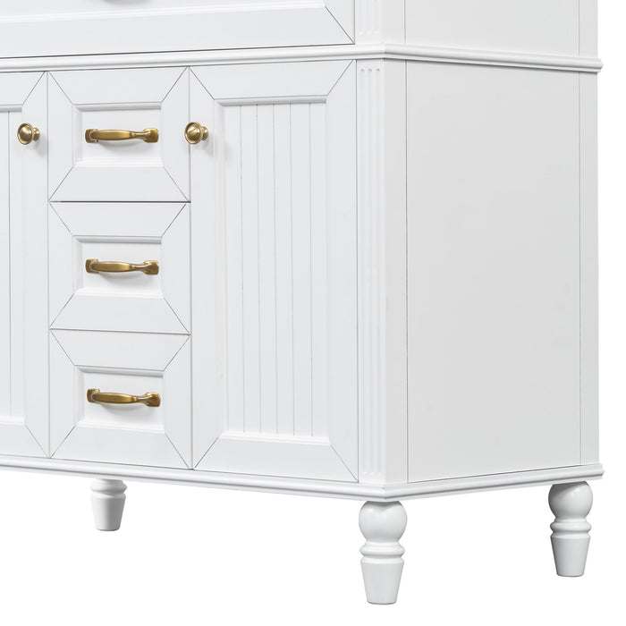 Bathroom Vanity With Sink, Flip-Out Top Drawer, Soft Close Doors, 2 Storage Drawers
