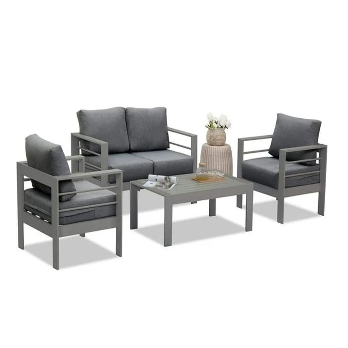Patio Armchairs With Thick Cushions, All Weather (Set of 2) - Gray / Gray