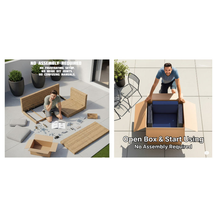 Outdoor Wicker Sectional With Weather Resistant Cushions And Table