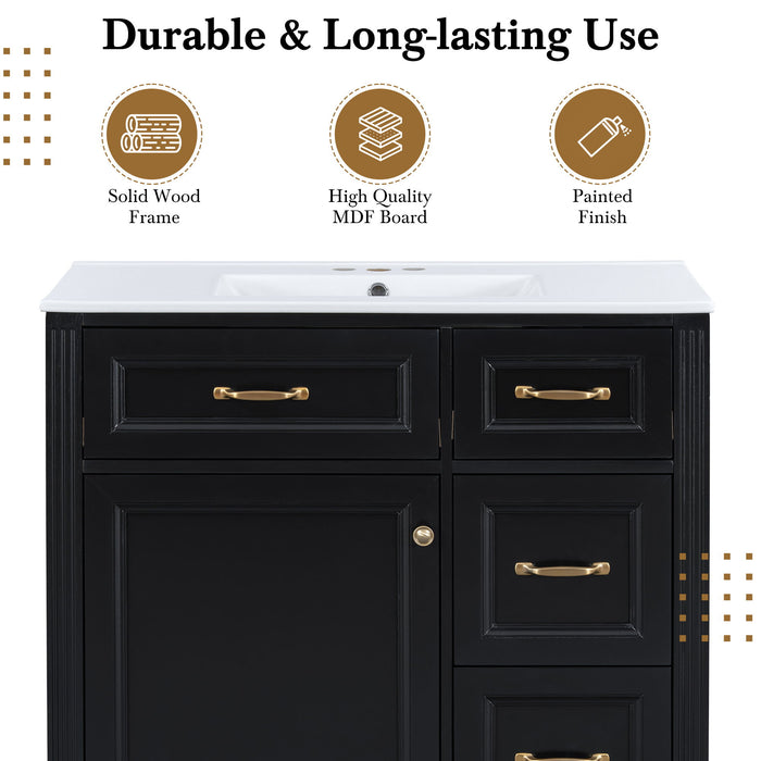 Modern Bathroom Vanity With Sink, 4 Drawers, Soft-Close Door, Adjustable Shelf