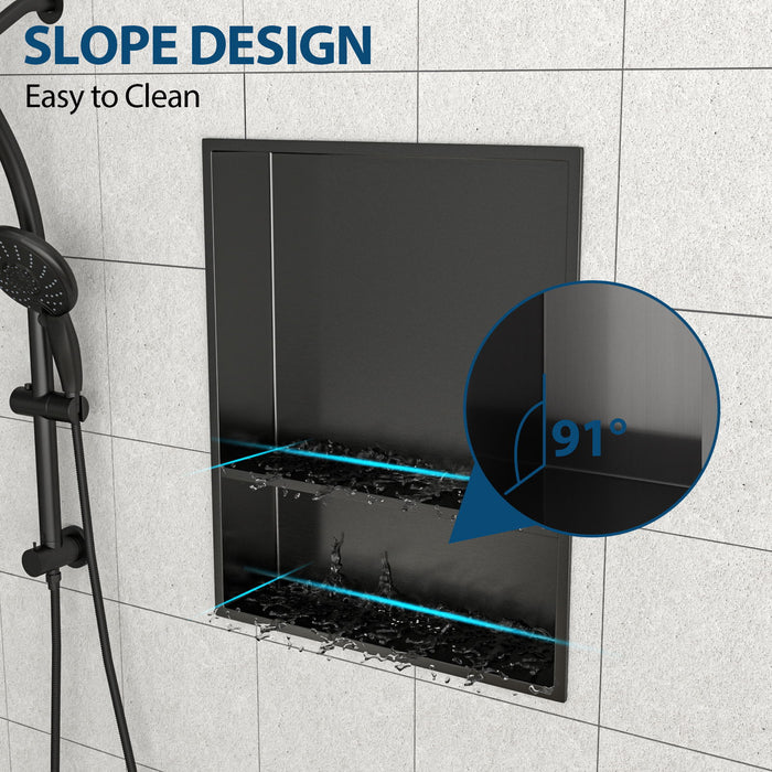 Modern Stainless Steel Shower Niche Double Shelf For Bathroom