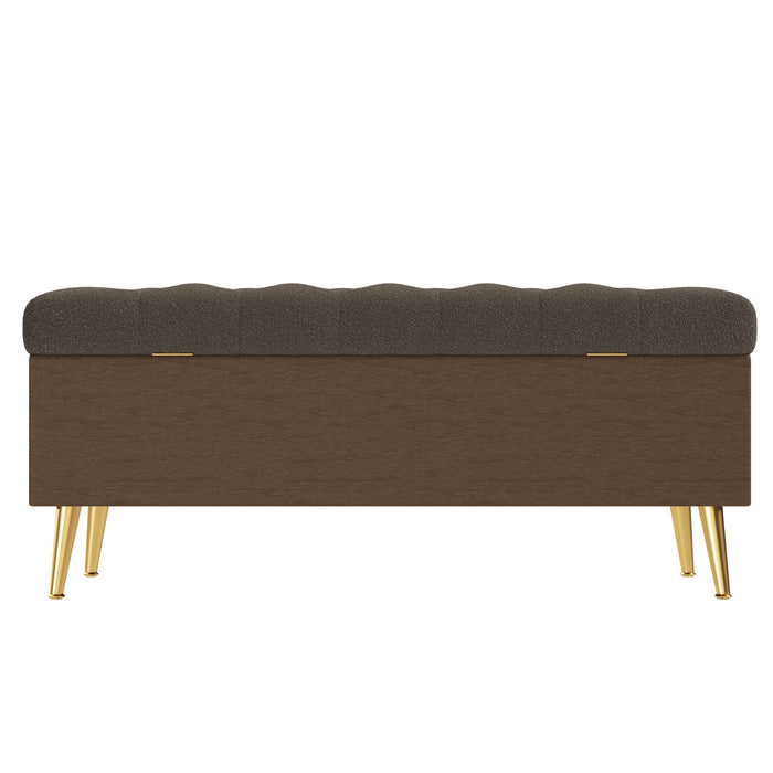 Modern Tufted Storage Ottoman Bench With Metal Legs
