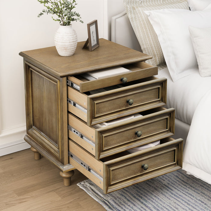 Nightstands With 4 Drawer, Storage End Table With Hidden Pull Out Shelf