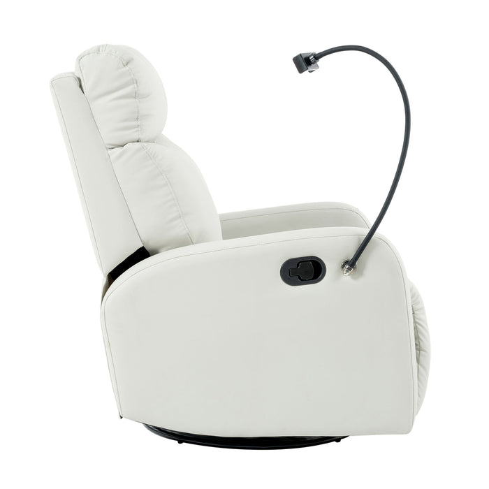 Rocking Recliner Chair, 360 Degree Swivel Nursery Rocking Chair, Glider Chair, Modern Small Rocking Swivel Recliner Chair For Bedroom, Living Room Chair Home Theater Seat, Phone Holder - Light Gray