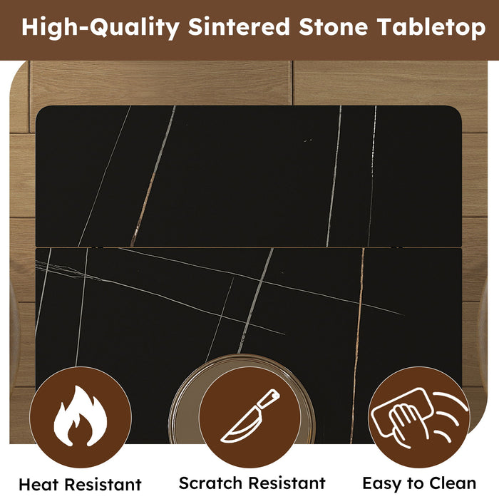 Retractable Sintered Stone Dining Table Set With Chairs