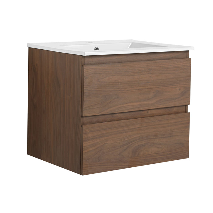 Wall Mounted Bathroom Vanity & Sink, 2 Soft Close Drawers