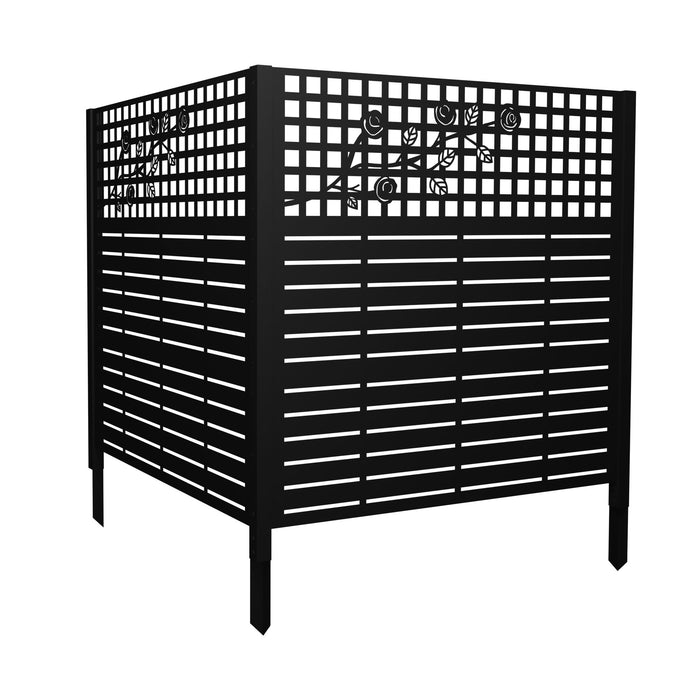 2 Panels Privacy Screen, Outdoor Privacy Panels, Trash Can Enclosure, Air Conditioner Fence - Black
