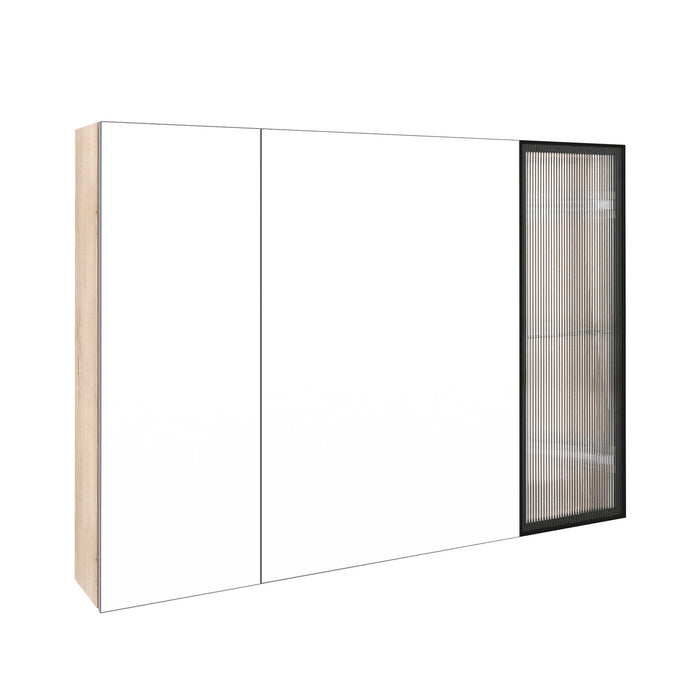Wall Mounted Bathroom Mirror Cabinet With Soft Close Door, Adjustable Shelves - Imitative Oak