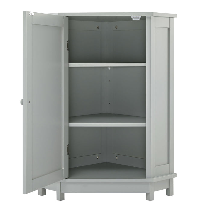 Triangle Corner Bathroom Cabinet With Adjustable Shelf, Storage Unit - Gray