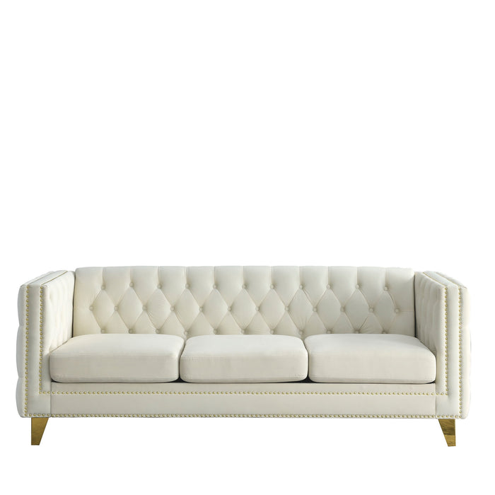 Modern Sofa With Button Tufting, Upholstered Couch For Living Room