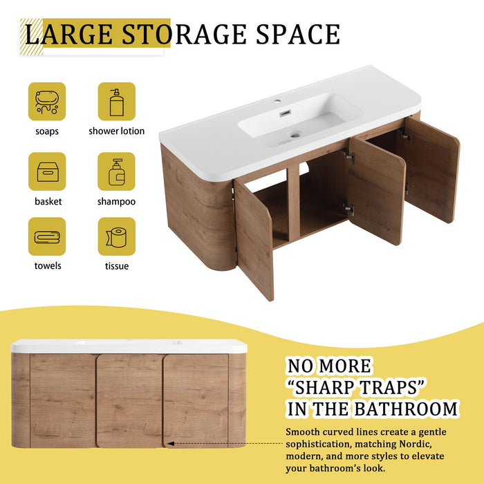 Wall Mounted Bathroom Vanity With Sink, 3 Soft Close Doors