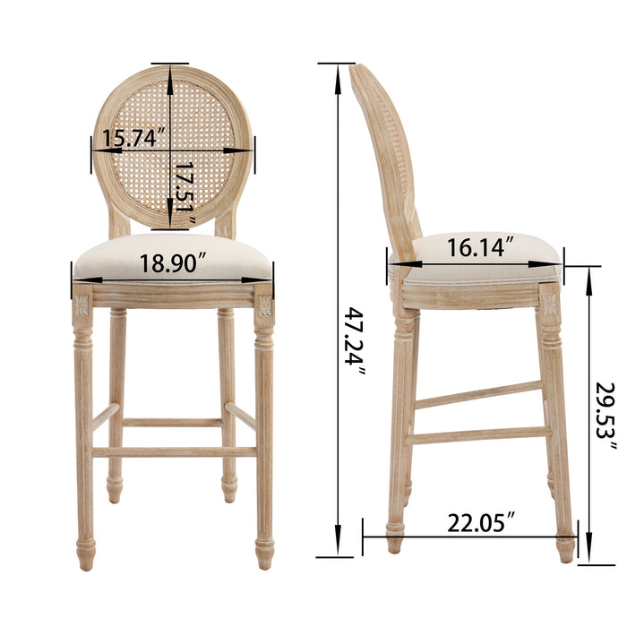 French Country Bar Chairs With Round Back (Set of 2)