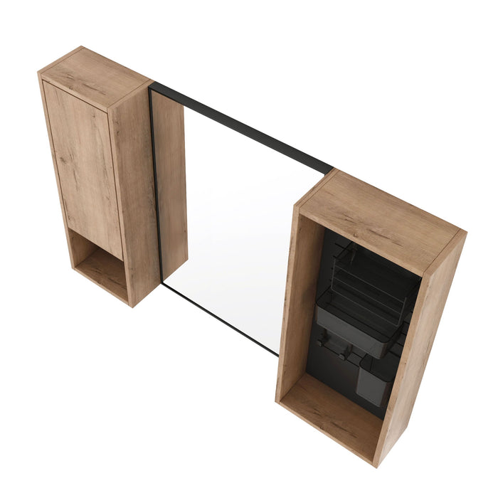 41.6" Wall Mounted Bathroom Cabinet With Soft Close Door, Storage Cabinet Featuring - Imitative Oak