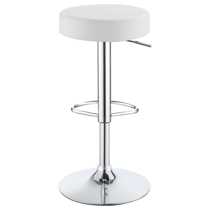 Ramses - Adjustable Backless Bar Stool With Adjustable Height Base - White