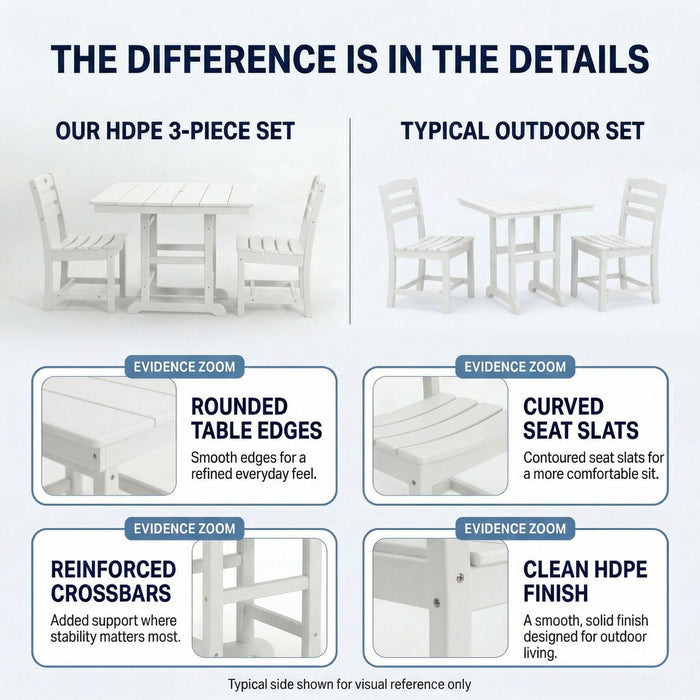 Outdoor Patio Dining Set, Square Table With Umbrella Hole And Armless Chairs