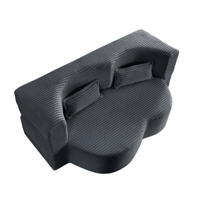 Floor Convertible Sleeper Sofa Bed With 2 Pillows