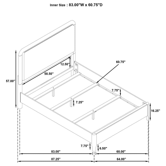 Verona - Queen Upholstered Panel Bed - Walnut