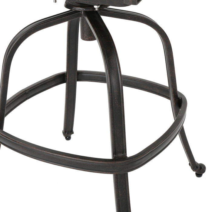 Outdoor Cast Aluminum Swivel Bar Stool With Scrolled Arms - Bronze