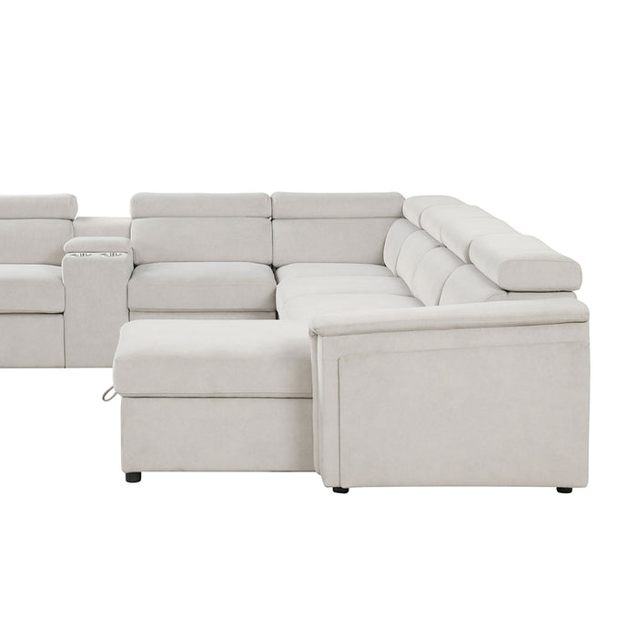 Harvey - Power Recliner Sectional Sleeper - Beige