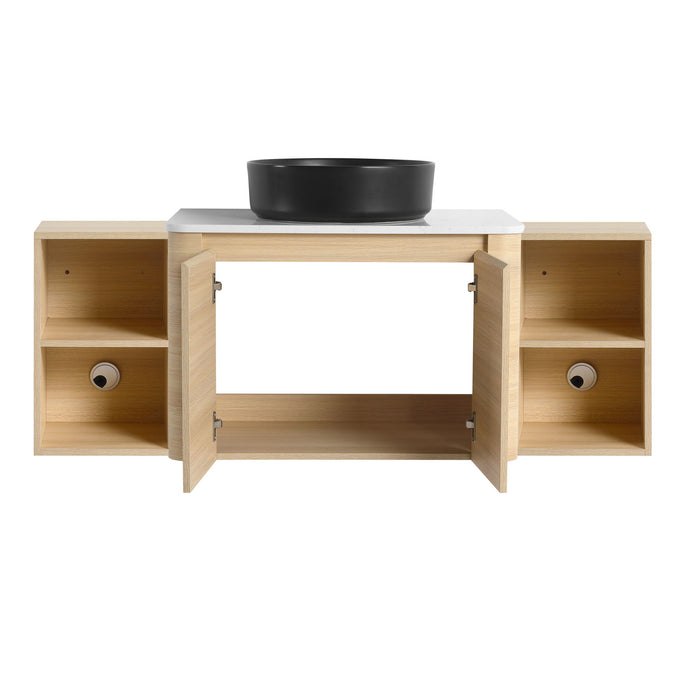 Mounted Bathroom Vanity With Art Sink, 2 Storage Shelves, Soft Close Door