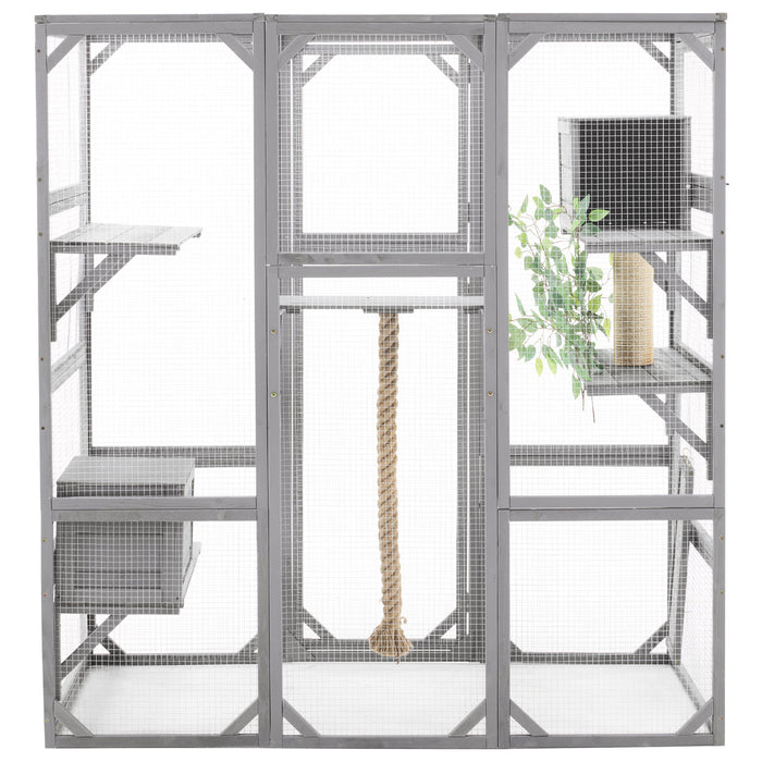 Outdoor Cat House, Diy Cat Enclosure Catio With Double Enter Doors