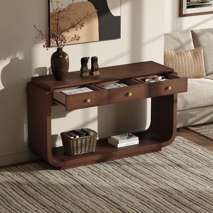 Console Table With 3 Drawers, Display Shelf