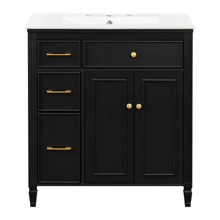 Freestanding Bathroom Vanity With Sink, Soft Close Door, Tip Out Drawer