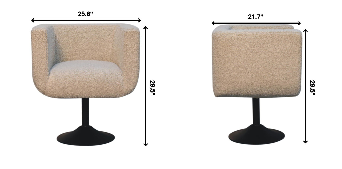 Boucle Swivel Chair - Cream