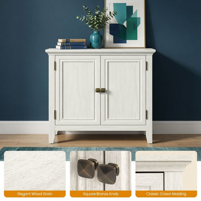 2 Door Buffet Cabinet With Adjustable Shelves - Matte White / Grayish