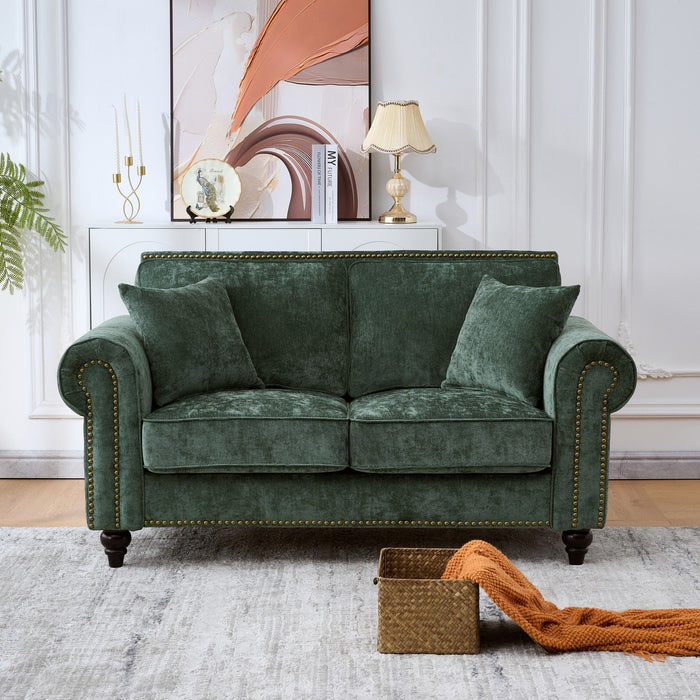 Modern 3 And 2 Seater Sofa With Rolled Arms, Tufted Upholstered Couch