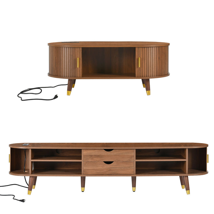 TV Stand & Coffee Table Set With Charging Station