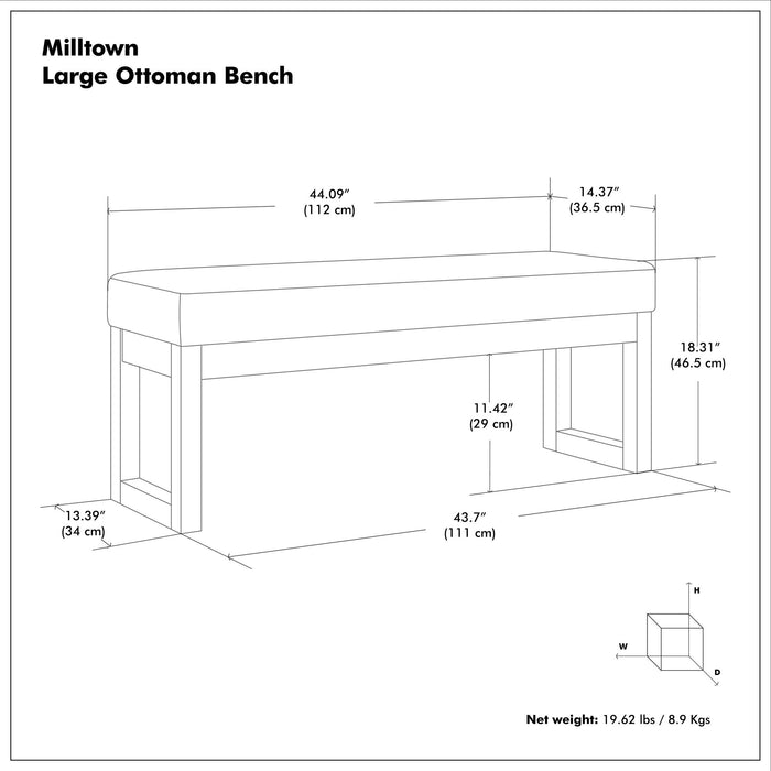 Milltown - Upholstered Ottoman Bench