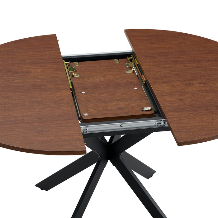 Extendable Round Dining Table - Walnut