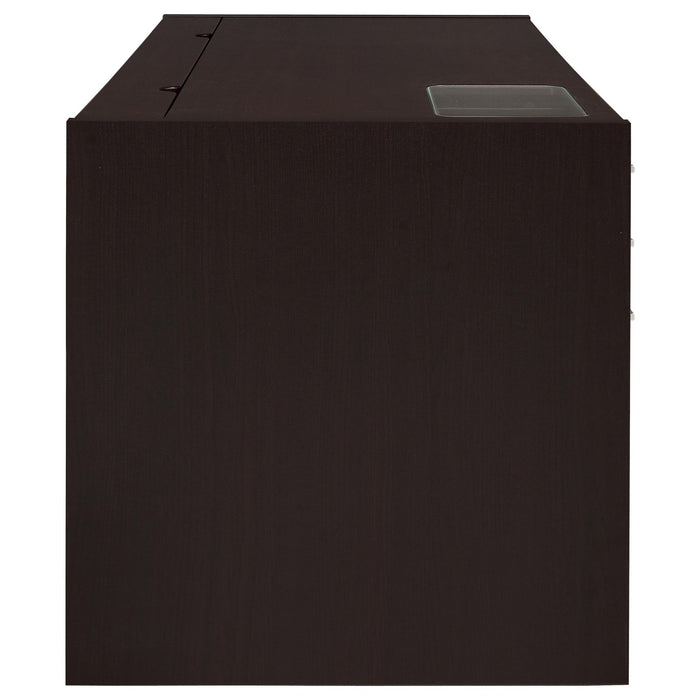 Halston - 3 Drawer Office Computer Desk With Keyboard Tray - Cappuccino