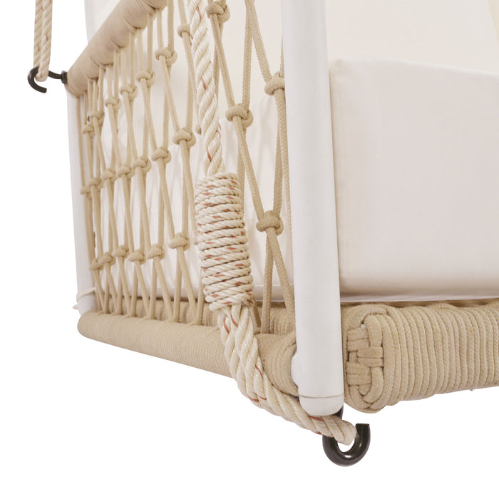 Outdoor Swing Sofa With Soft Cushions For Patio - Beige