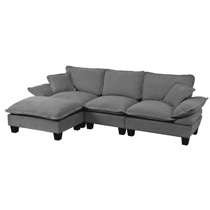 Modular Sectional Sofa With Movable Ottoman & Pillows