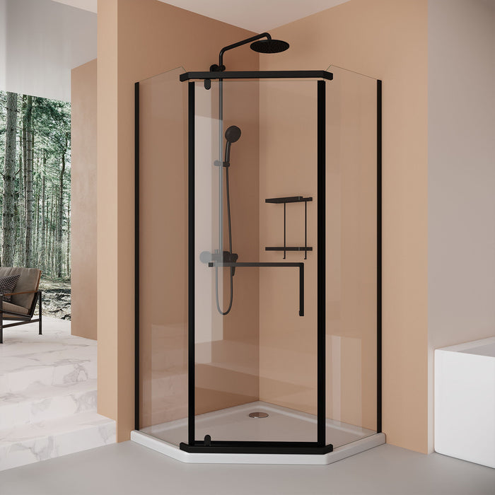 Frameless Neo Angle Shower Door WithTempered Glass