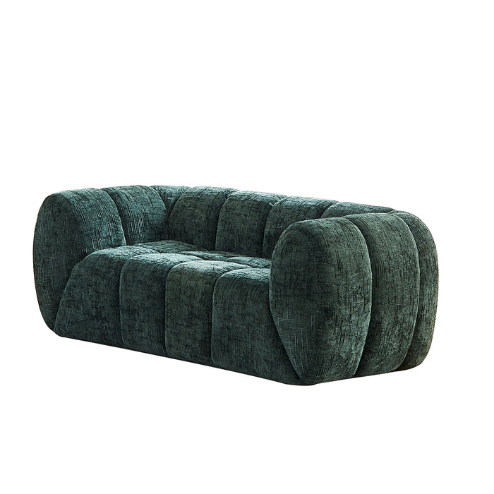 Quilted Cloud Sofa With Rounded Armrests And Piano Key Backrest Design