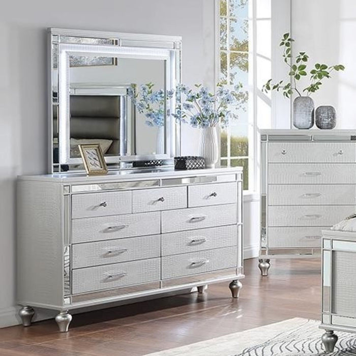 1 Piece Dresser With Snake Skin Bedroom Furniture - Silver