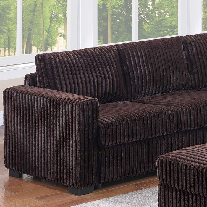 Contemporary L-Shaped Sectional Set With USB Console & Ottoman