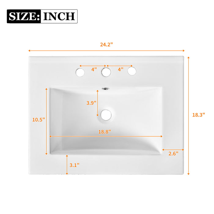 Bathroom Vanity Cabinet With Ceramic Sink Combo Set, Frame Modern Bathroom Storage Cabinet With 2 Drawers - Black