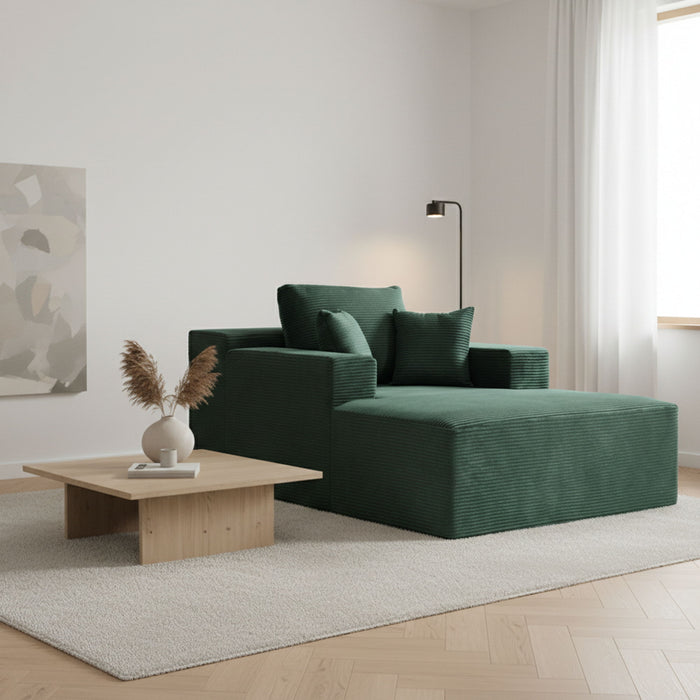 Convertible Chaise Lounge Chair With Wide Armrest & Throw Pillows